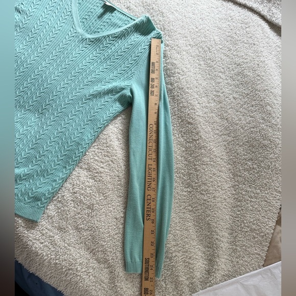 Talbots M Mint Green Cable Sweater - Picture 7 of 7